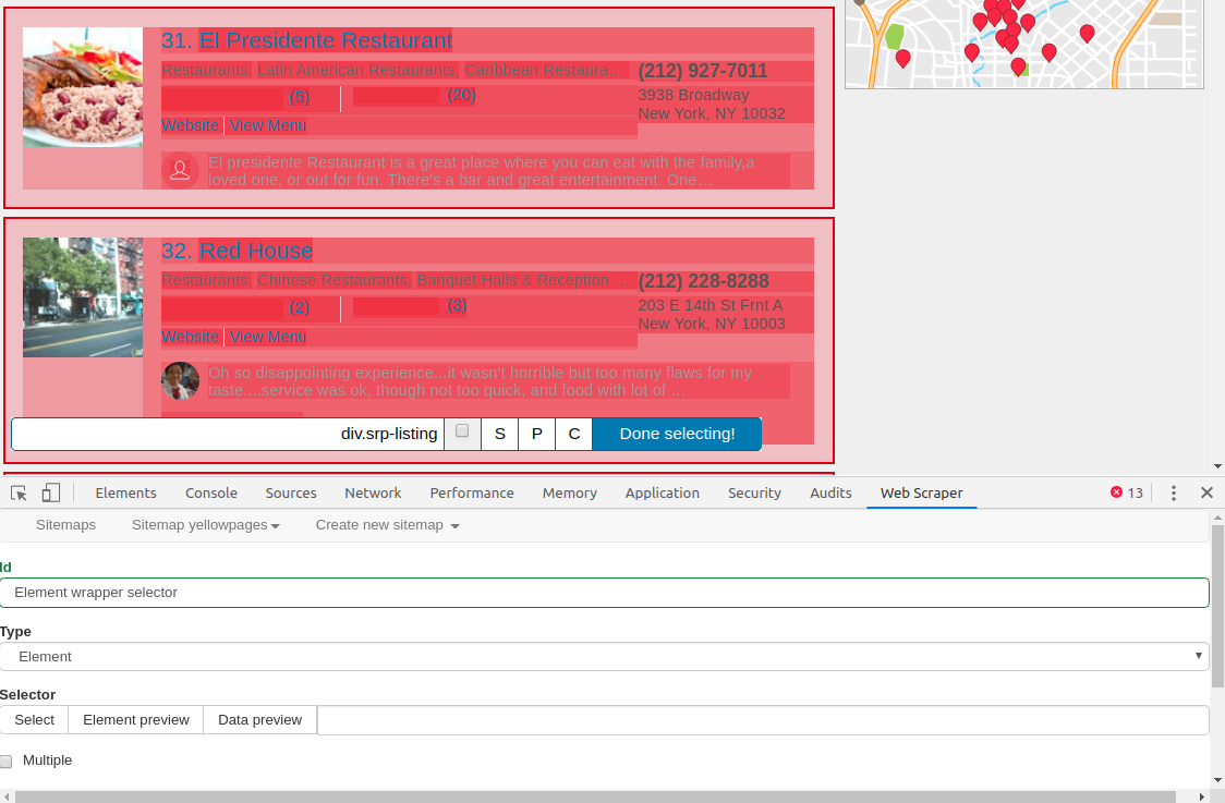 Web Scraper Element Selector