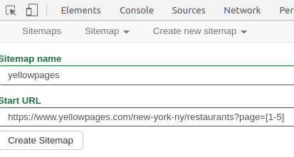 Web Scraper Create Sitemap URL Range
